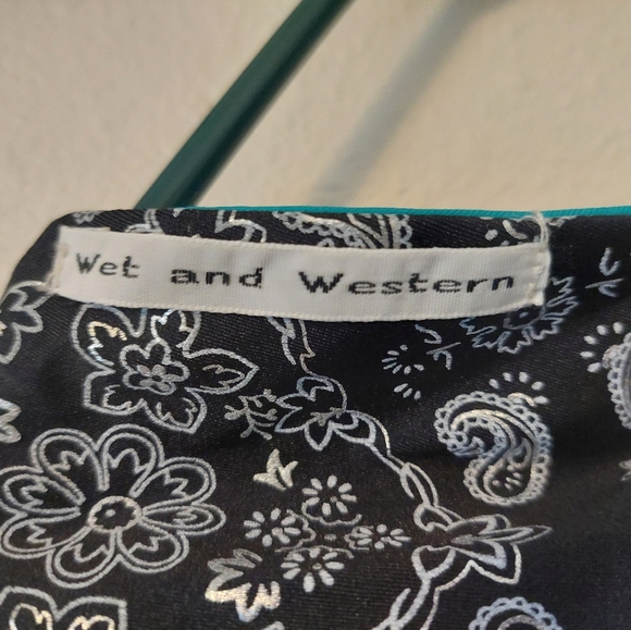 Turquoise Paisley Reversible Wrap Top Swimsuit - Picture 2 of 5